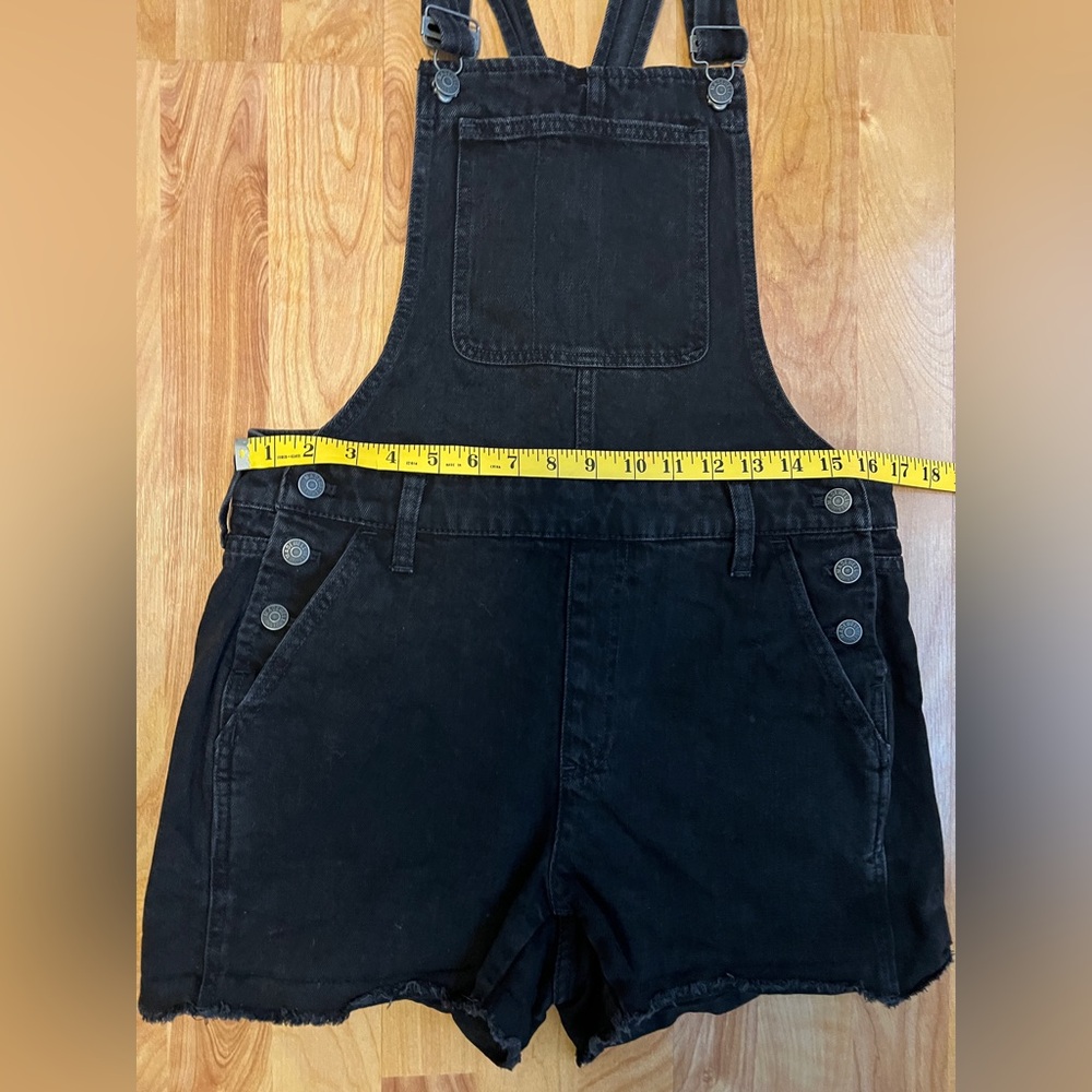 VGUC Madewell Washed Black 💯 Cotton Denim Shorts Overalls sz M - Picture 6 of 8